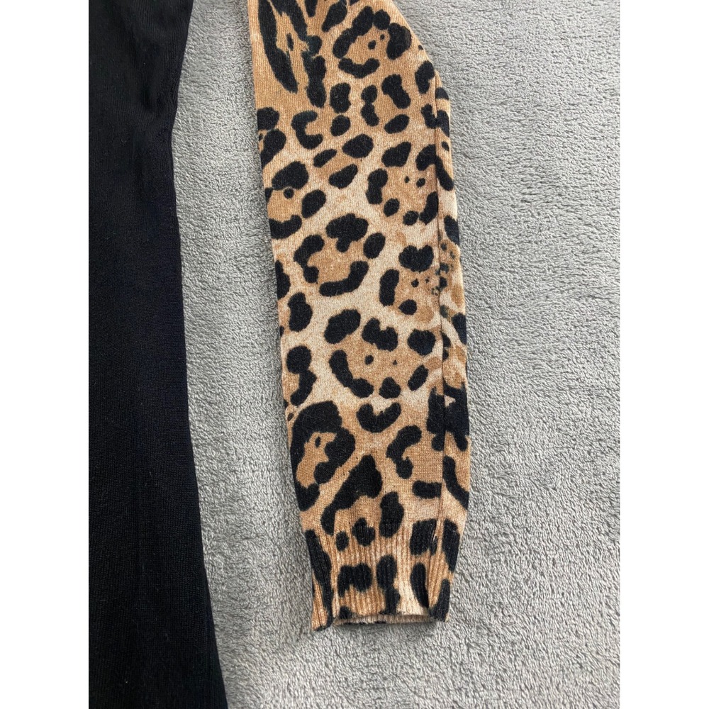 Say What? Womens Black Leopard Print Raglan Sleeve Sweater Dress Medium M - Picture 3 of 10